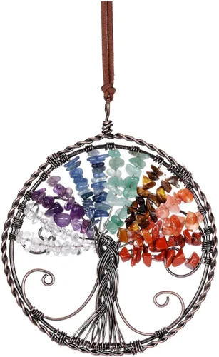 PESOENTH Piedras de chakras, cristales curativos, árbol de la vida, atrapasueños, decoración para colgar en la pared, regalos para mujeres,