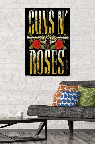 Miniatura 2 de Guns N' Roses - Póster de pared con logotipo apilado, 34 pulgadas de largo x 22.4 pulgadas de ancho, versión sin marco