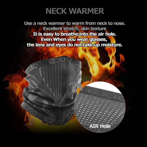 Miniatura 5 de EXIO - Polainapasamontañas abrigador para el cuello, en invierno (1 paquete o 2 paquetes) Cobertura facial a prueba de viento para esquí, snowboard