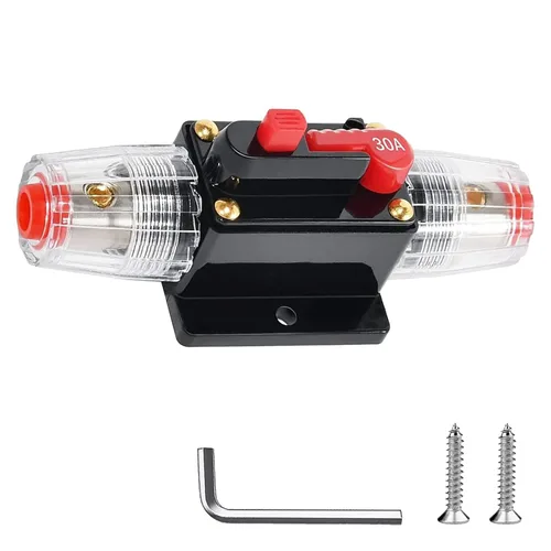 Disyuntor de 30 Amperios con Reinicio Manual Fusible en Línea, 12V-48V DC para Audio de Automóvil Barco Marino Motor de Pesca Curricán Protección de