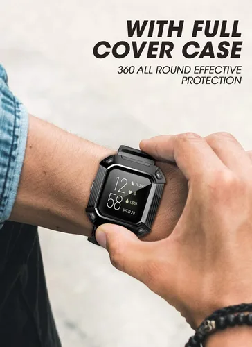 Miniatura 6 de Correa Supcase Unicorn Beetle Pro de repuesto para reloj Fitbit Versa 2, banda protectora para caja de reloj, Negro, SUP-Fitbit-Versa2-UBPro-Black