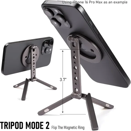 Miniatura 4 de Trípode magnético ultracompacto para iPhone Diseño de gancho plegable, 20 imanes N52, zapata fría y tornillo de 1/4 pulgadas, soporte