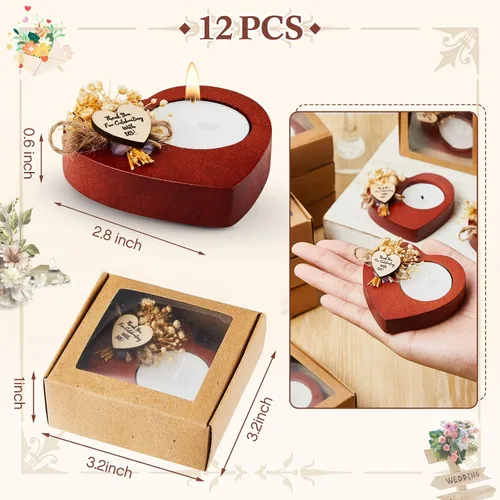 Miniatura 2 de 12 velas de boda con forma de corazón de madera rústica, regalos de agradecimiento para aniversario de invitados, decoración de fiesta de compromiso