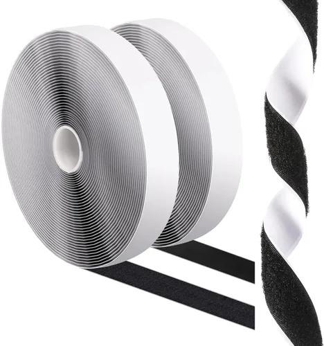 Cinta de velcro adhesiva negra de uso pesado de 1'' × 41 pies, rollo de montaje en pared sin perforación, agarre adhesivo trasero para cojín de