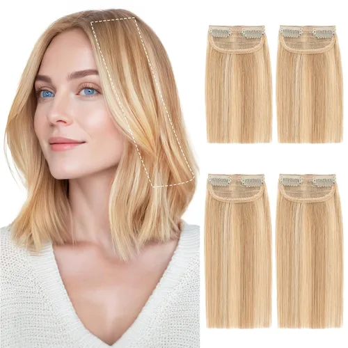 Miniatura 17 de SEGO 2 extensiones de cabello corto con clip de 4 pulgadas, 0.56 oz, 100% cabello humano para mujeres con cabello adelgazante que añade volumen