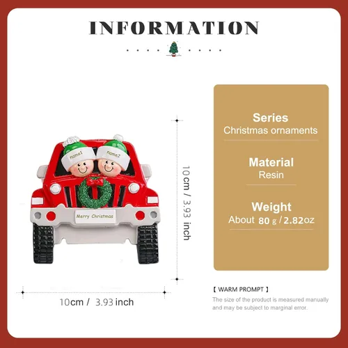Miniatura 2 de Adornos de Navidad personalizados, adornos de Navidad 2024, adornos grabados personalizados para decoración del árbol de Navidad (Familia de 2)