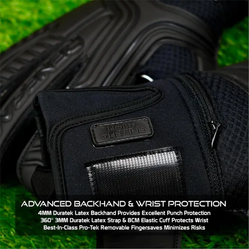 Miniatura 5 de Guantes de portero Renegade GK Vulcan con protección antimicrobiana (tallas 6-11, 4 estilos, nivel 3) Protectores de dedos Pro-Tek y agarre Hyper