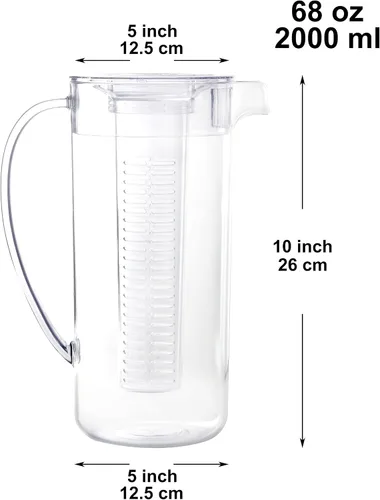 Miniatura 2 de Youngever Jarra de plástico de 2 cuartos con tapa, jarra de plástico transparente ideal para té helado, sangría, limonada (con infusor)