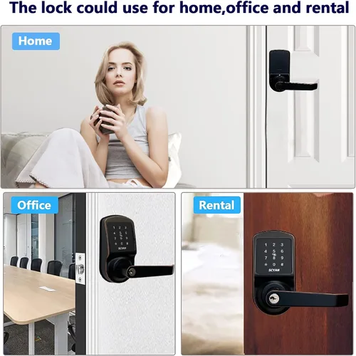Miniatura 6 de Cerradura de puerta inteligente, sin llave, huella digital, cerradura de manija SCYAN X2 con acceso de teclado para pantalla táctil, bloqueo Bronce