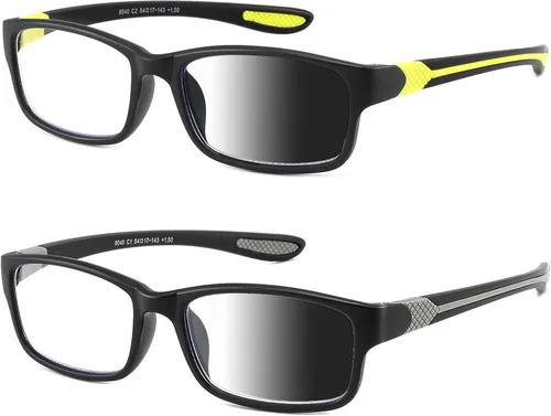 Gafas de lectura anchas con luz azul para computadora, diseño deportivo, marco para cabeza grande, lentes fotocromáticos tintados