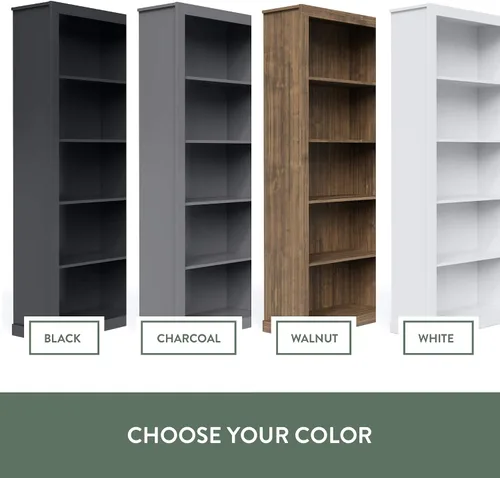 Miniatura 8 de Edenbrook Sumac - Estantería organizadora de 5 estantes para muebles de dormitorio u oficina en casa, estantería blanca de 12.8 pulgadas