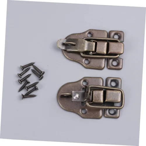 Miniatura 2 de 2pcs caja de madera antigua cerradura gancho cerraduras aleación pestillo