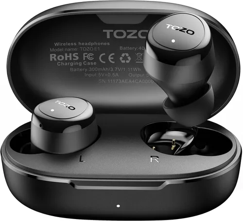 TOZO Auriculares inalámbricos con micrófono integrado, llamadas claras, ergonómicos, ligeros, Bluetooth de 5.3 pulgadas, impermeables, sonido