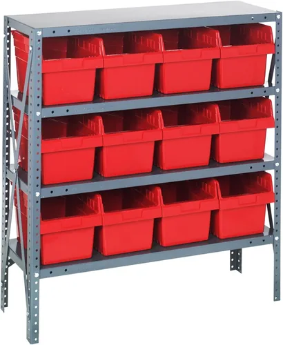 Miniatura 354 de Quantum QSBU-245BK Heavy Duty Shelving Unit with (7) Shelves and (24) QUS245 Black Bins for Garage Warehouse Storage Distribution 400 lb Load