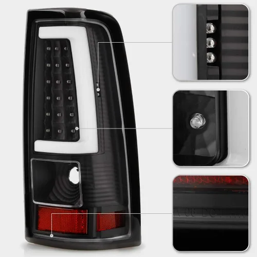 Miniatura 4 de ACANII - Para 2003-2006 Chevy Silverado 1500 2500 3500, juego de luces traseras LED de tubo negro, lámparas de freno, juego de izquierda+derecha