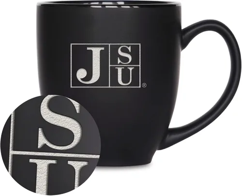 Miniatura 194 de Rico Industries - Taza de cerámica mate negra con grabado láser estándar de 15oz para NCAA (escuelas T & U) - Para bebidas calientes o frías