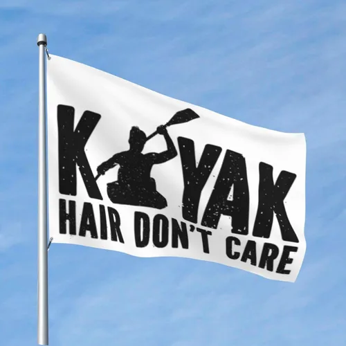 Miniatura 2 de Kayak-Girl-Kayak-Hair-Don't-Care-Gifts for Women Men Bandera negra de 4 x 6 pies, banderas divertidas para habitación con 2 argollas de latón
