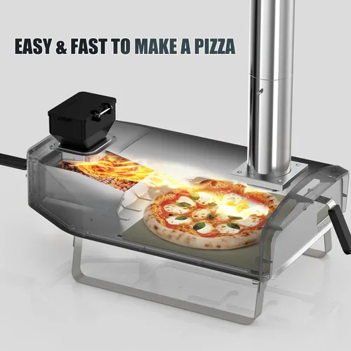 Miniatura 6 de Horno de pizza portátil, estufa de pizza al aire libre, horno de pizza de pellets de leña con piedra para pizza al aire libre en el patio trasero