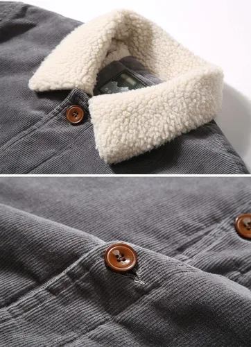 Miniatura 4 de Chaqueta de pana casual con forro de sherpa para hombre