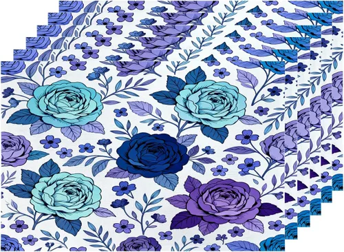 Miniatura 55 de Shrahala Hermosos manteles individuales de flores de rosas, hermosas flores, elegantes manteles de lino de arpillera lavable, aislamiento térmico