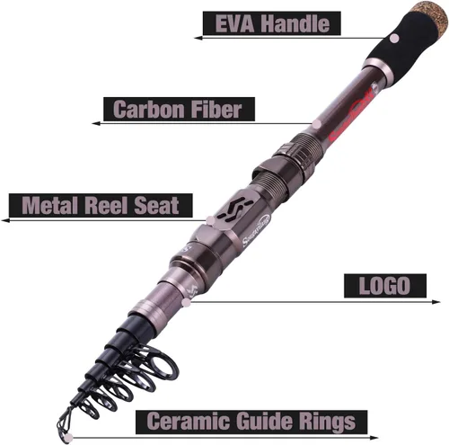 Miniatura 3 de Sougayilang - Combos de carretes y cañas de pescar, fibra de carbono 24 toneladas, carretes y cañas telescópica portátiles para viajes, pesca