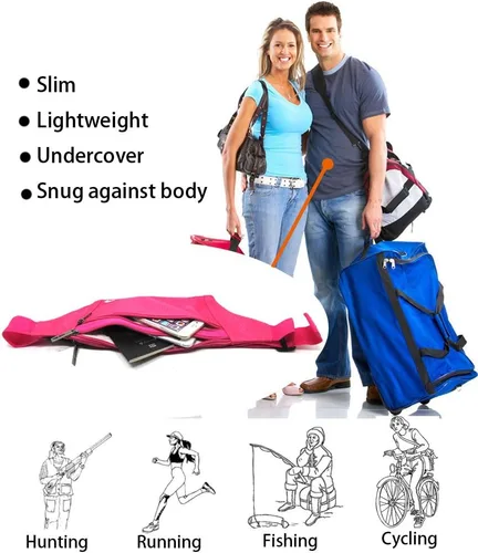 Miniatura 85 de Bolsa de cintura ultrafino con ranuras c/visualización para tarjeta de crédito, para deportes, aire libre, correr, caminar, viajes.