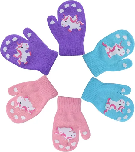 Miniatura 4 de Cooraby - 6 pares de guantes unisex mágicos de punto, elásticos, de invierno, para bebé