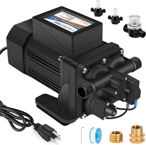 YOUNGTREE Bomba de transferencia de presión de agua sin escobillas de 110V de servicio continuo 6.0GPM 55PSI Bomba de diafragma de agua fresca bajo