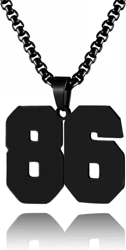 Miniatura 84 de Collar de Número Dorado para Hombre, Cadena de Acero Inoxidable con Colgante de Número para Atletas, Joyería Deportiva Personalizada para Niños