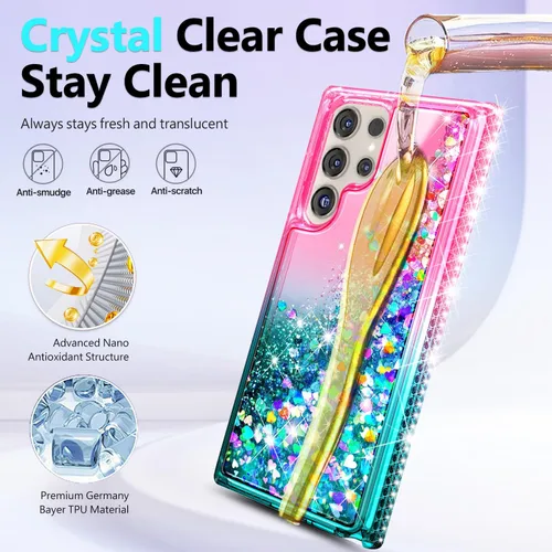Miniatura 4 de NGB Diseñada para Funda Samsung Galaxy S22 Ultra, Rosa/Aguamarina Bonita Funda con Purpurina Líquida Brillante para Mujeres Niñas Niños