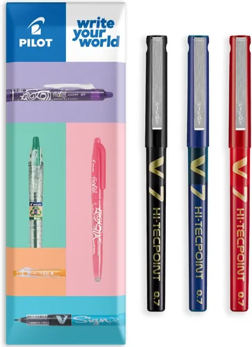 Miniatura 10 de Pilot V7 Hi-Tecpoint - Bolígrafo de punta de 0.028 in, color azul, caja de 12