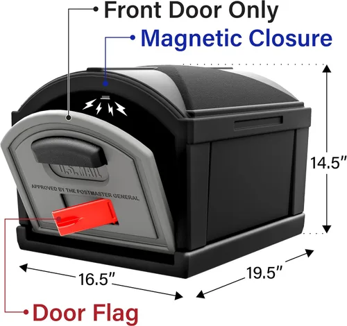 Miniatura 5 de Simplay3 USPS T4 - Cubierta para buzón y poste XL con construcción duradera de doble pared, diseño resistente a la intemperie, color negro