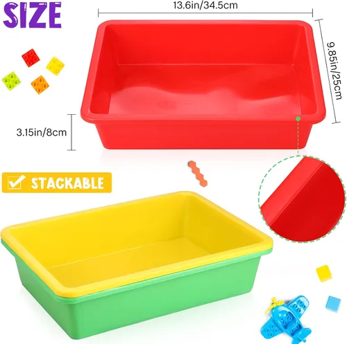 Miniatura 3 de Hoteam Bandeja organizadora de almacenamiento plana, bandeja de papel para aula, organizador de archivos apilable de plástico para escuela, oficina