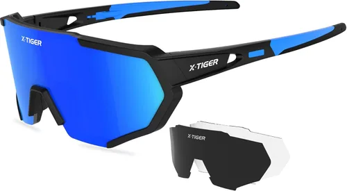 Miniatura 16 de X-TIGER Gafas de sol polarizadas para deportes con 5 lentes intercambiables, gafas de ciclismo para hombres y mujeres, para béisbol, correr, pesca