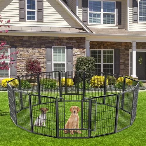 Miniatura 9 de Corralito para perros para interiores, valla portátil para perros de 32 pulgadas de altura, 10 paneles para mascotas, corral exterior para patio