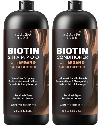 Miniatura 10 de Juego de champú y acondicionador de biotina con queratina – Fórmula avanzada sin sulfatos anti-adelgazamiento para el crecimiento del cabello