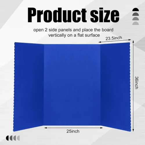 Miniatura 2 de Paterr Tablero de póster triple con bolsa de almacenamiento, tela de gancho y bucle, tablero de presentación plegable de 3 paneles para ferias