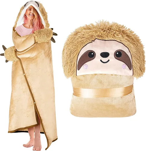 Miniatura 11 de Manta con Capucha de Llama Alpaca Usable para Adultos – Mullida Súper Suave Cálida Acogedora de Franela de Felpa y Sherpa Sudadera con Capucha Manta