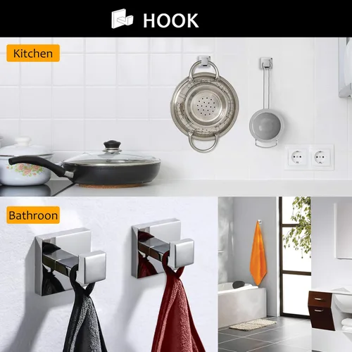 Miniatura 5 de Juego de accesorios de baño de cromo pulido para toallero, incluye toallero, soporte para toallas, soporte para papel higiénico, gancho para cromado