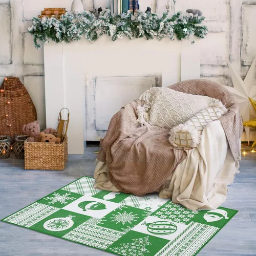 Miniatura 6 de Alfombra de interior de Navidad con texto en inglés «Merry Christmas», antideslizante, festiva, decoración de vacaciones, alfombra de Navidad