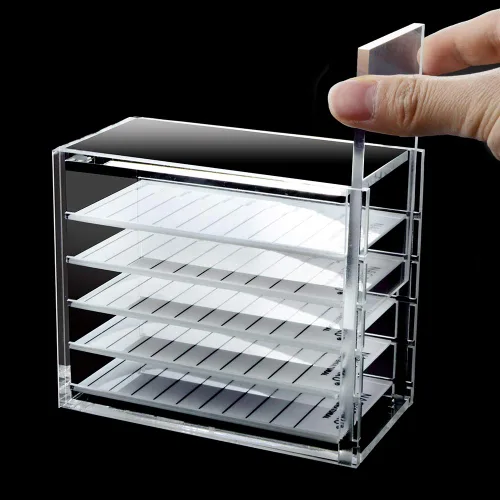 Miniatura 2 de NAGARAKU Caja de almacenamiento magnética para extensiones de pestañas, caja organizadora de pestañas postizas, 5 capas, a prueba de polvo