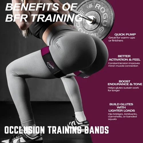 Miniatura 2 de Bandas de resistencia BFR para mujeres, bandas de ejercicio de entrenamiento de glúteos, equipo de entrenamiento de fitness Rojo
