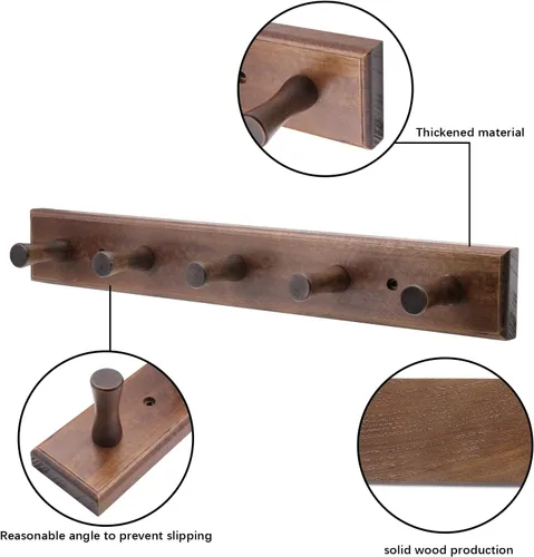 Miniatura 3 de Percha de madera para sombreros, perchero de baño, ganchos de madera para colgar abrigos, toallas, bolsos, batas