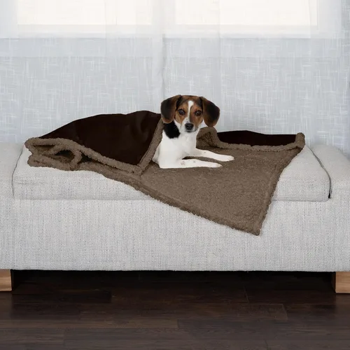 Miniatura 15 de Furhaven Manta impermeable y autocalentable para perros y gatos de interior, lavable y refleja el calor corporal, manta de rizo y sherpa con bordes