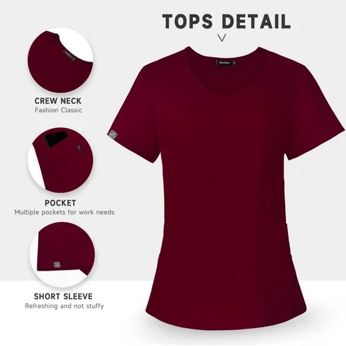 Miniatura 4 de niaahinn Conjunto de uniformes médicos para mujer, uniformes de enfermería, cuello en V clásico y pantalones quirúrgicos para correr