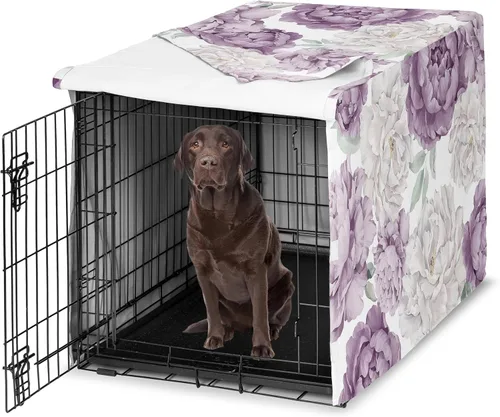 Miniatura 34 de Sweet Jojo Designs Cubierta para jaula de perro de 36 pulgadas (Boho Floral Rosa/Gris) para niñas, cubierta para perrera