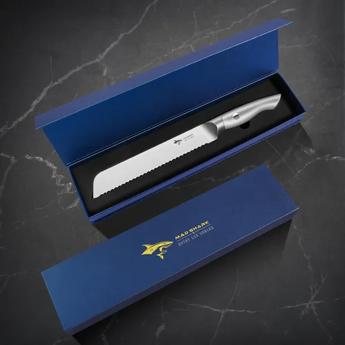 Miniatura 5 de MAD SHARK Cuchillo de pan de 8 pulgadas, hoja afilada de acero alemán de molibdeno y vanadio, cuchillo de pan dentado profesional para pan casero