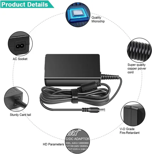 Miniatura 4 de HKY Adaptador de repuesto de 12V AC/DC para Korg KA320 para Korg Krome, PA 500, PA 500 Musikant, PA 588, Korg M50, EMX-1 SD, PA5000ORT, KA 320, M50