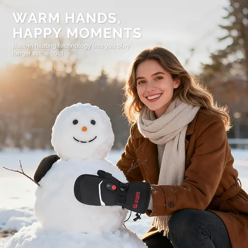 Miniatura 6 de SAVIOR HEAT Manoplas Calefactables con Batería, Guantes de Esquí con Batería, Manoplas Eléctricas Recargables Mejoradas para Esquí, Camping