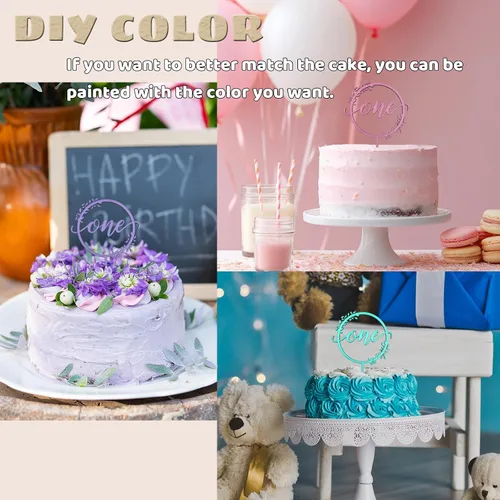 Miniatura 5 de Decoración de madera para tarta, suministros de decoración de pastel de primer cumpleaños, adecuado para recuerdos de baby shower, fiesta de primer